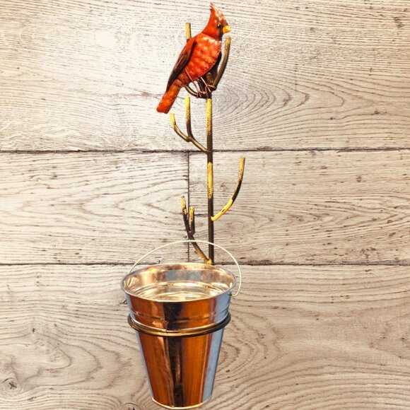 Red Robin Bird Metal Wall Hanger - Plant - Accessories - Crafts - Picture 1 of 7